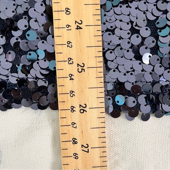 Ann Taylor Navy Sequin Top Sleeveless Glam Blouse, Small, Festival & Party Ready - Picture 8 of 11